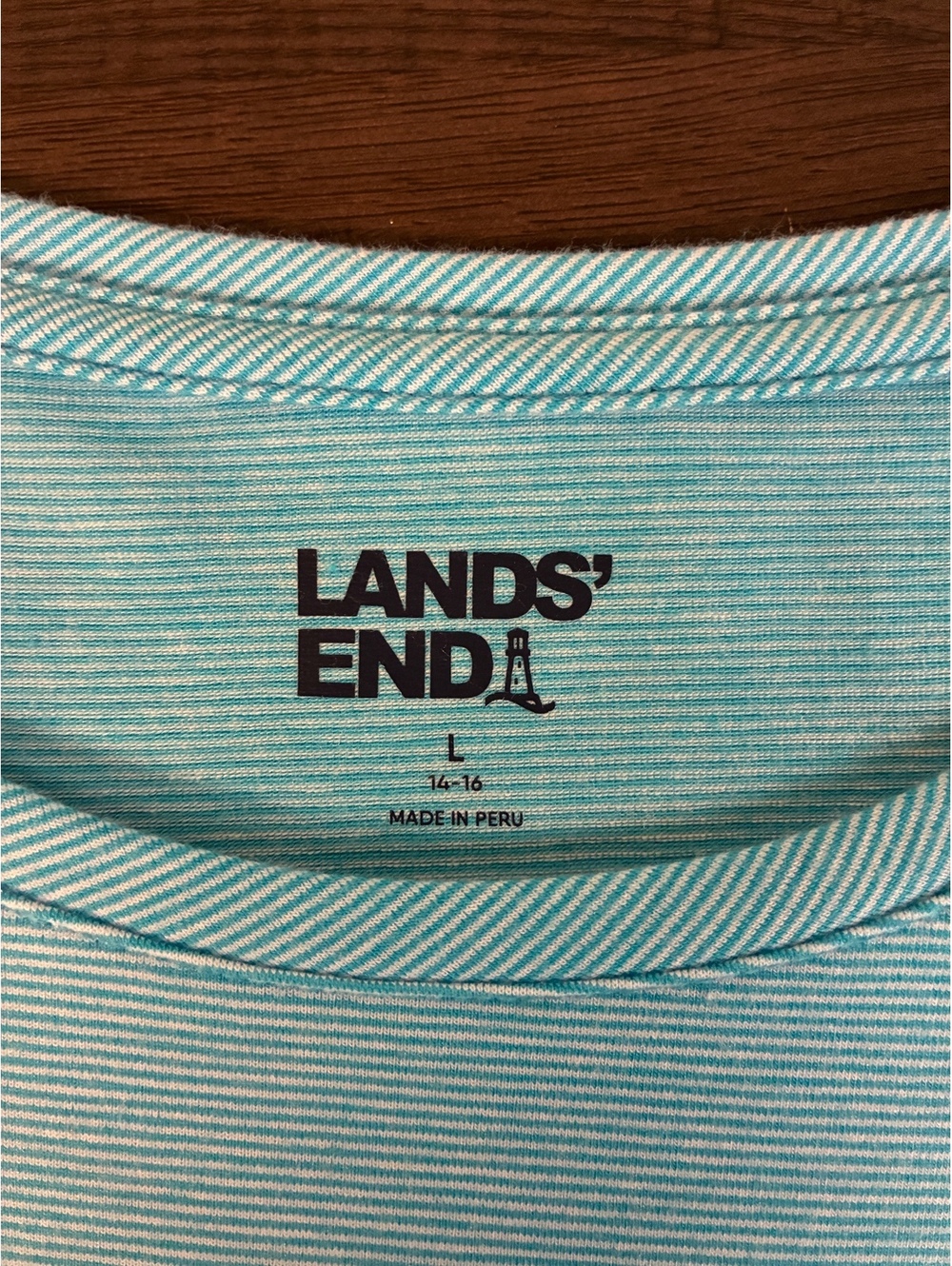 Lands’ End Blue Yellow Colorblock Long Sleeve Top L 14-16 Coastal Preppy - Picture 3 of 10
